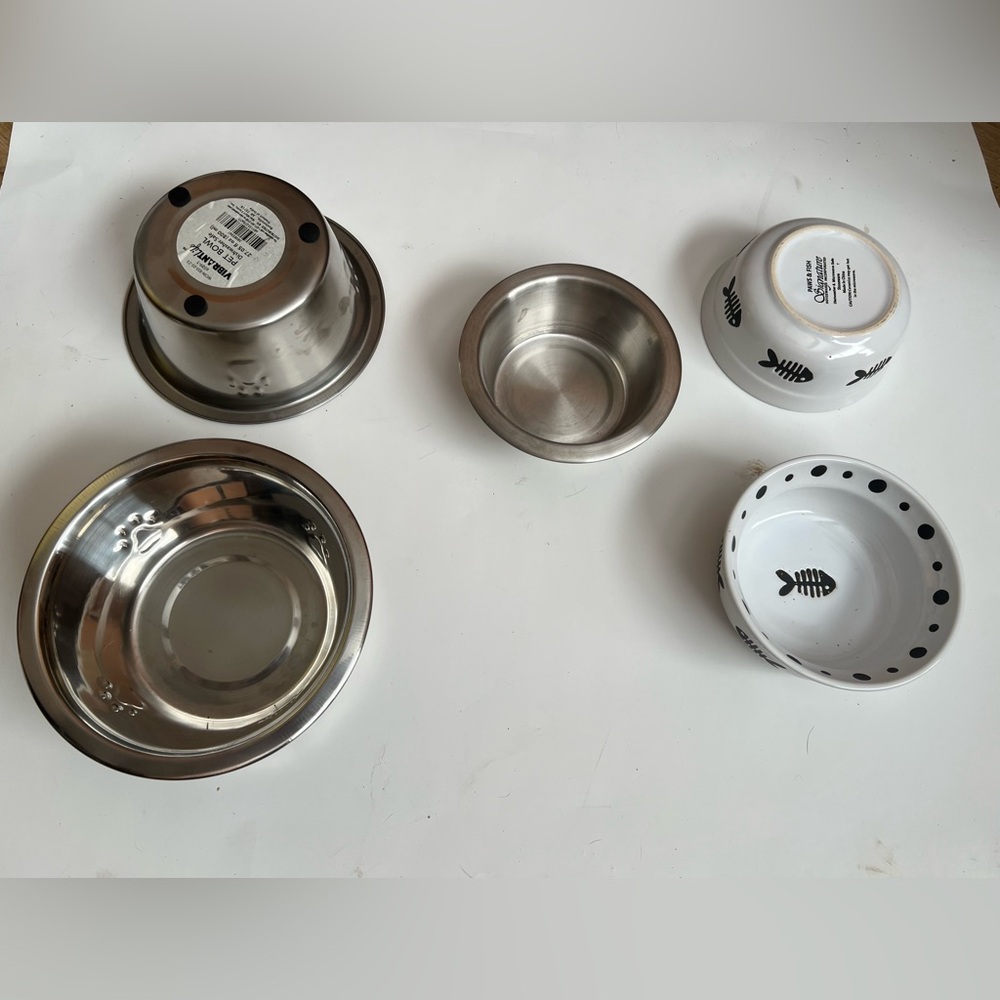 🐾 5-Piece Pet Bowl Set – Vibrant Life Stainless & Signature Ceramic